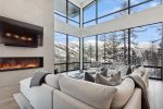 Relax by the fire & take in the mountain views 